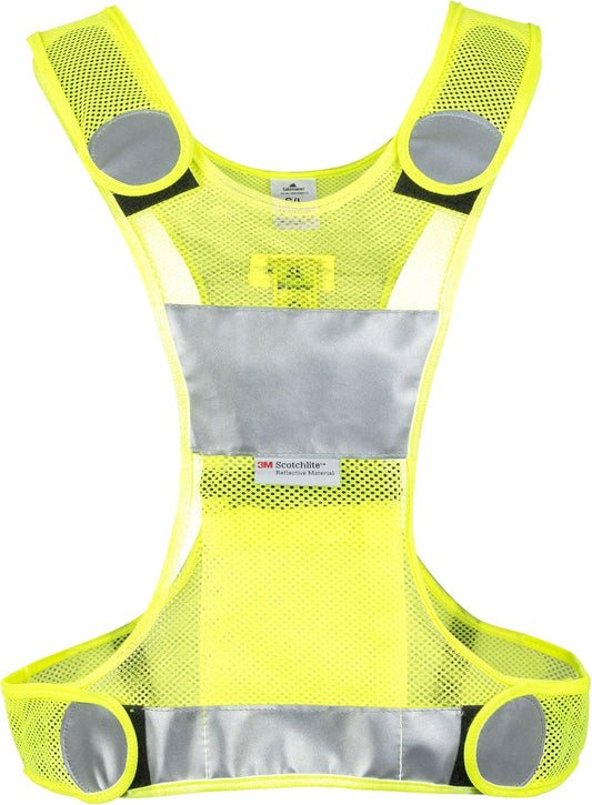Salzmann Neon Laufweste mit LED Licht Scotchlite Reflektoren Weste Joggen Laufen