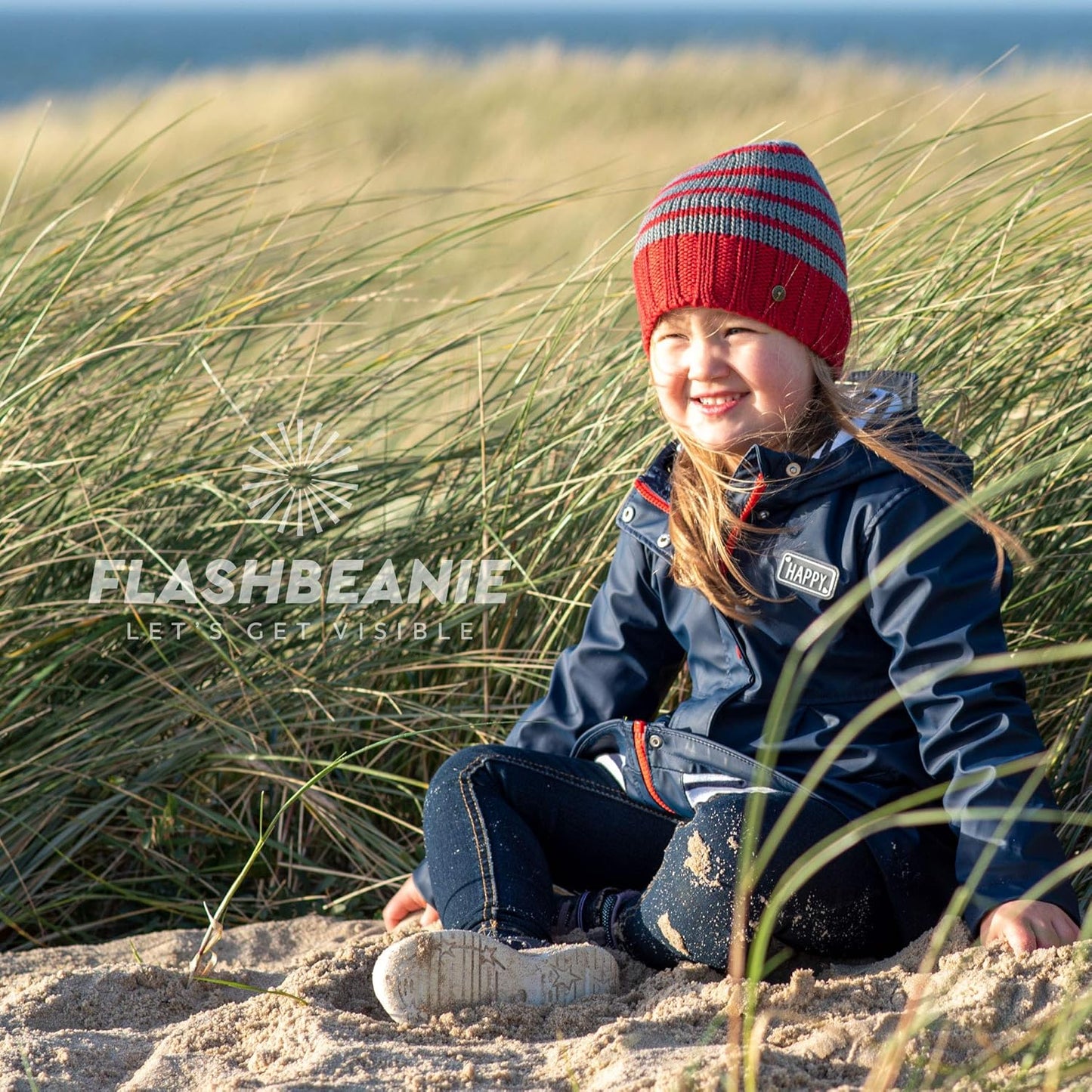 Rubberneck Flash Beanie Kinder Mütze rot Mütze Reflektoren gefüttert Fleece