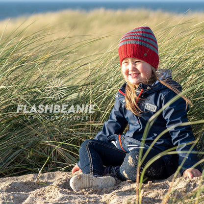 Rubberneck Flash Beanie Kinder Mütze rot Mütze Reflektoren gefüttert Fleece