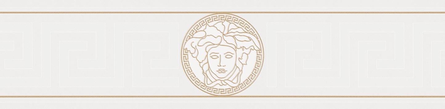 Versace Home Barock Bordüre Gold Weiss 935223 Borte Luxus Vlies Designer Tapete