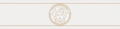 Versace Home Barock Bordüre Gold Weiss 935223 Borte Luxus Vlies Designer Tapete