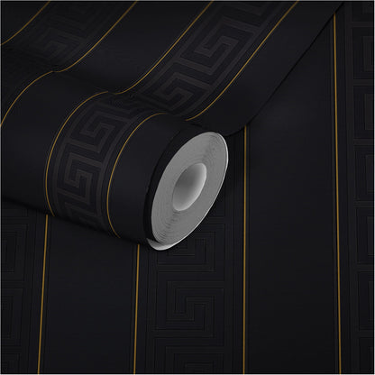 Versace Home Streifen Tapete Schwarz 935244 Luxus Vlies Designertapete Design