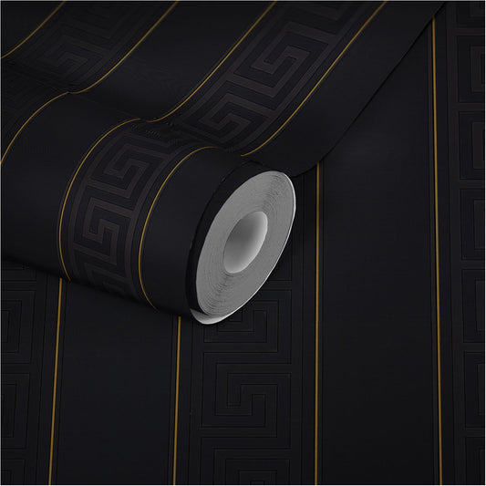 Versace Home Streifen Tapete Schwarz 935244 Luxus Vlies Designertapete Design