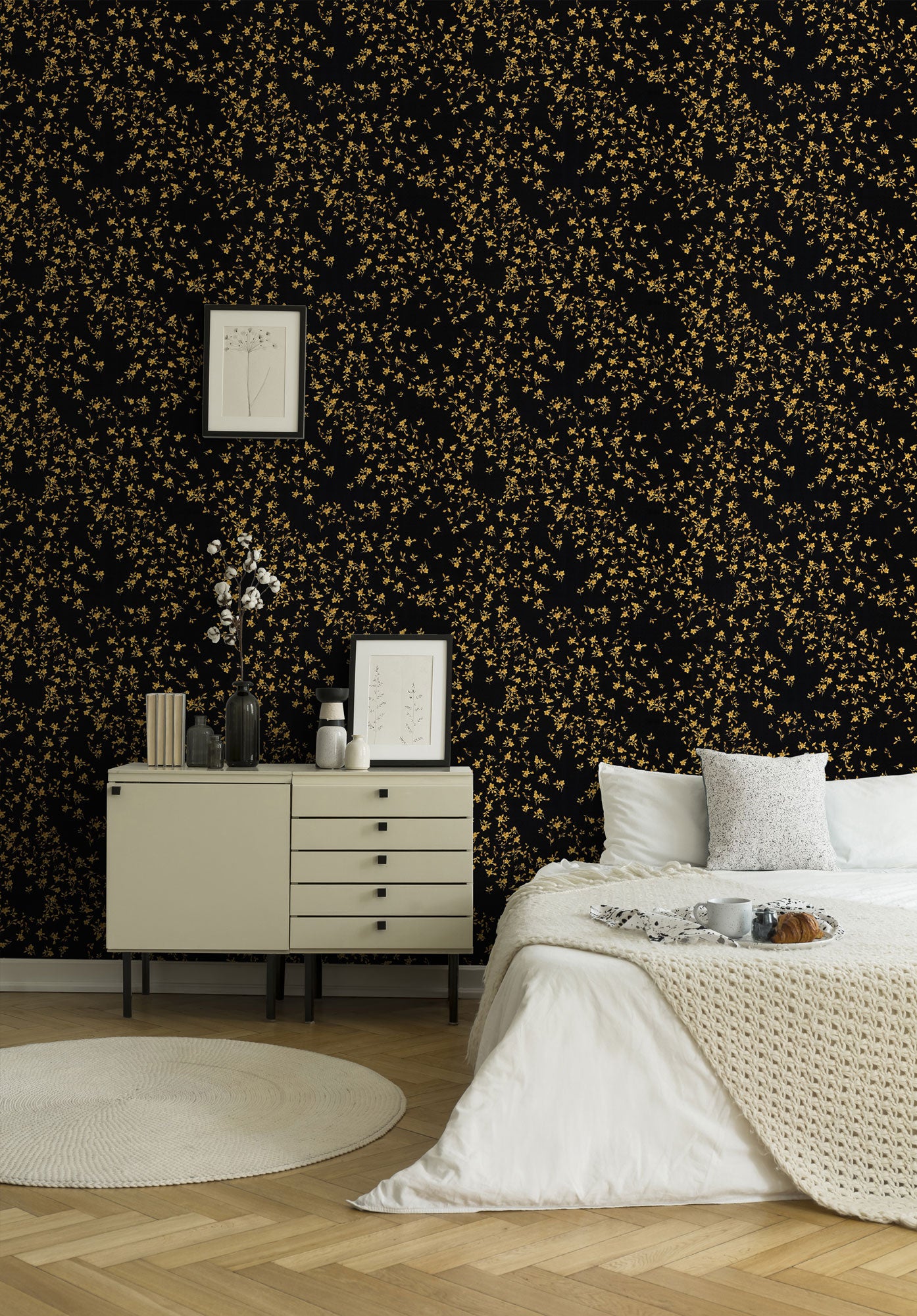 Versace Home Blumen Tapete Schwarz 935854 Luxus Vlies Designertapete Design