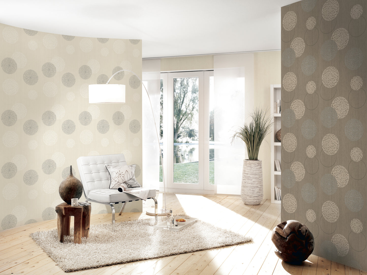 A.S. Création Punkttapete / Kreistapete Beige Vliestapete 937912 Wandtapete