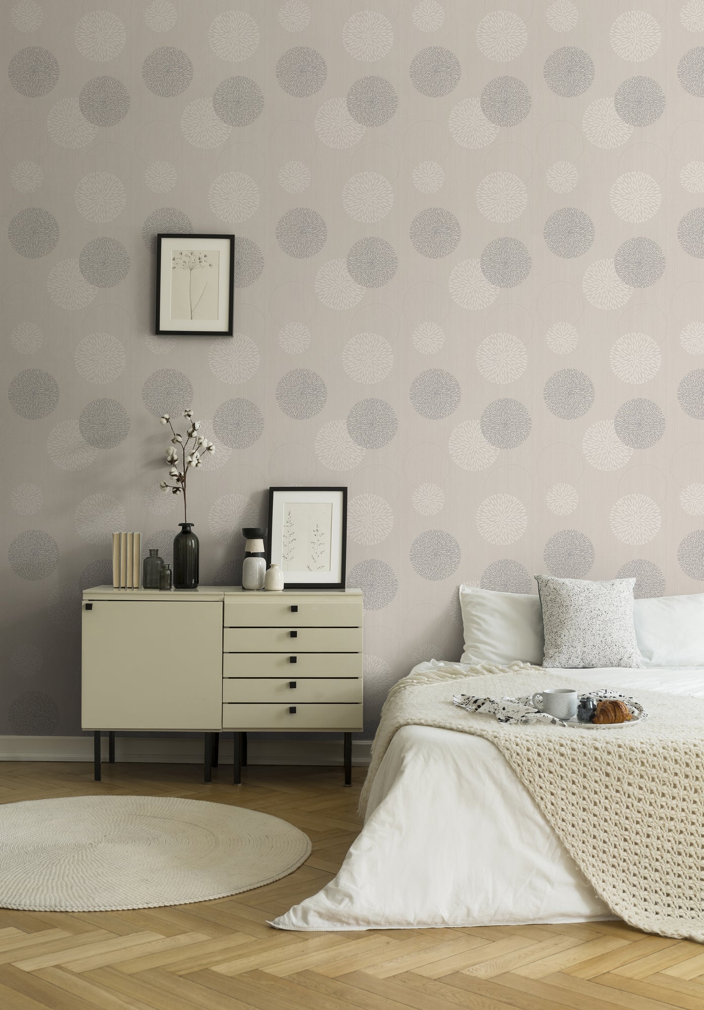 A.S. Création Punkttapete / Kreistapete Beige Vliestapete 937912 Wandtapete