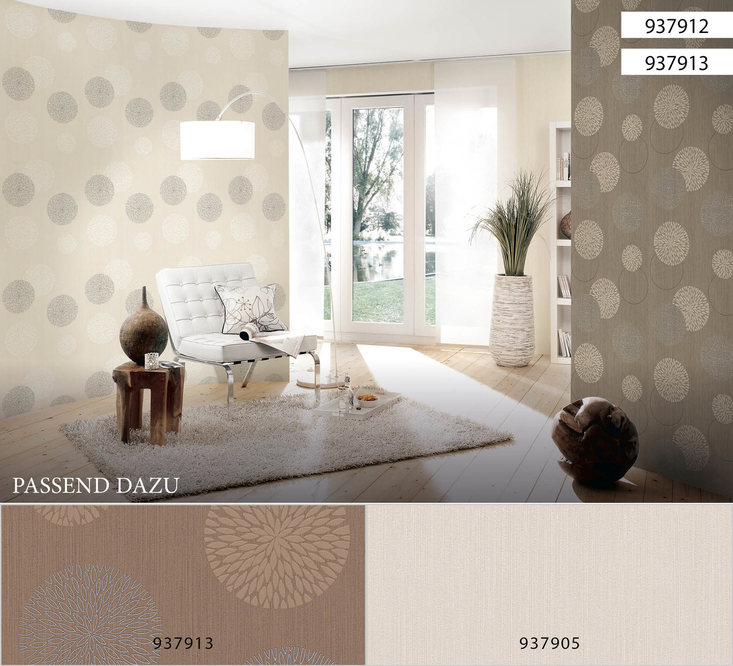 A.S. Création Punkttapete / Kreistapete Beige Vliestapete 937912 Wandtapete