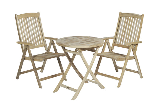 3tlg. Teak Tischgruppe Gartenmöbel Gartentisch Stuhl Garten Hochlehner Tisch