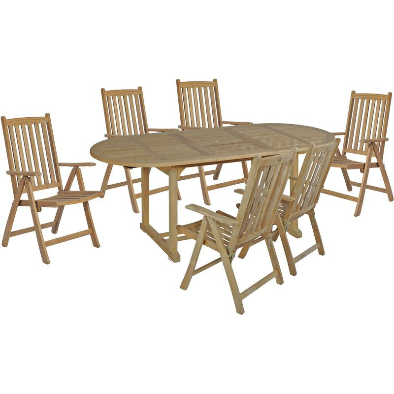 7tlg. Teak Tischgruppe Gartenmöbel Gartentisch Stuhl Garten Hochlehner Tisch
