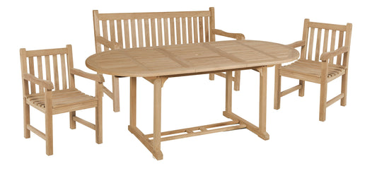 4tlg. Teak Tischgruppe Gartenmöbel Gartentisch Garten Armsessel Sessel Tisch