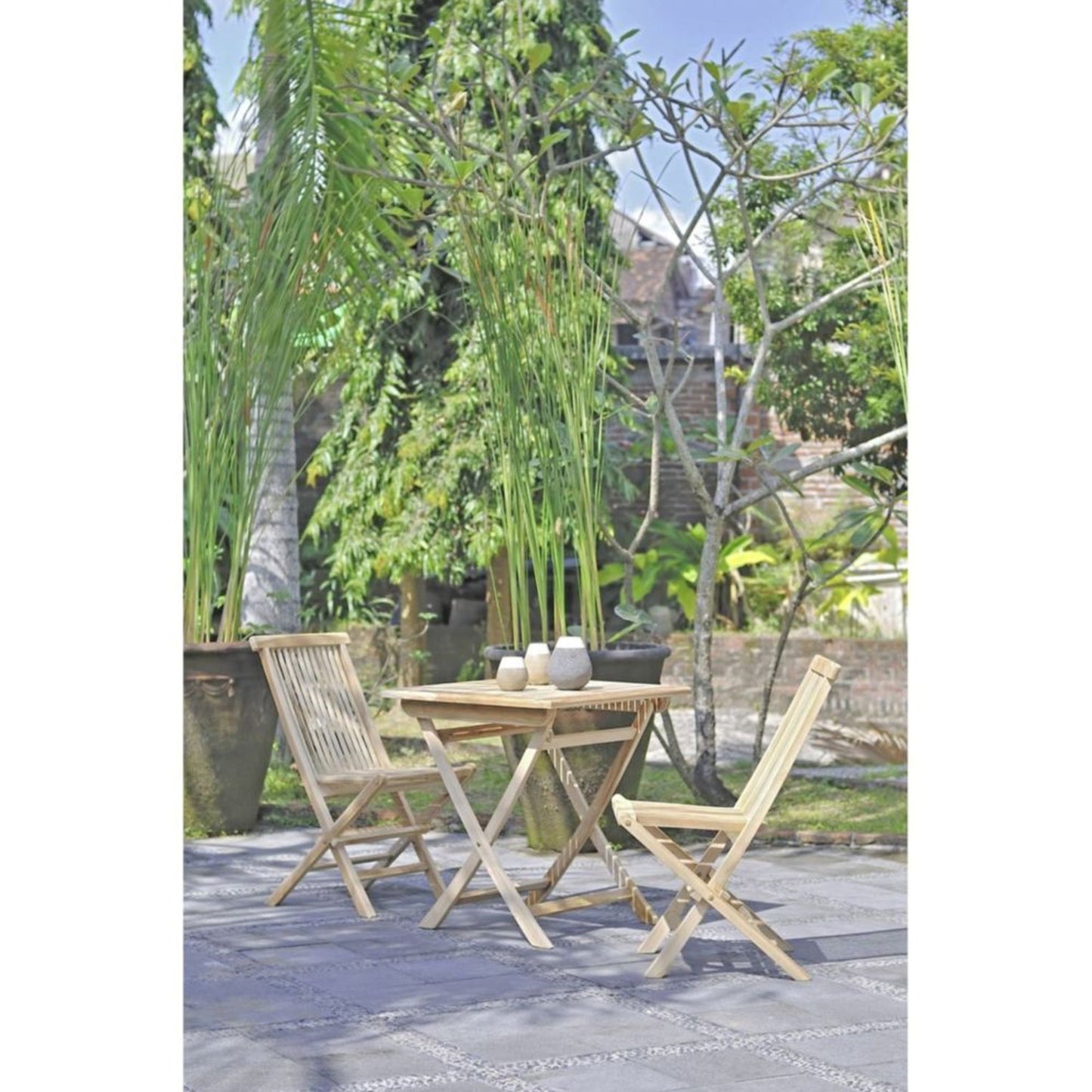 2x Garden Pleasure Teak Garten Klappstuhl Holz Balkon Stuhl Stühle klappbar