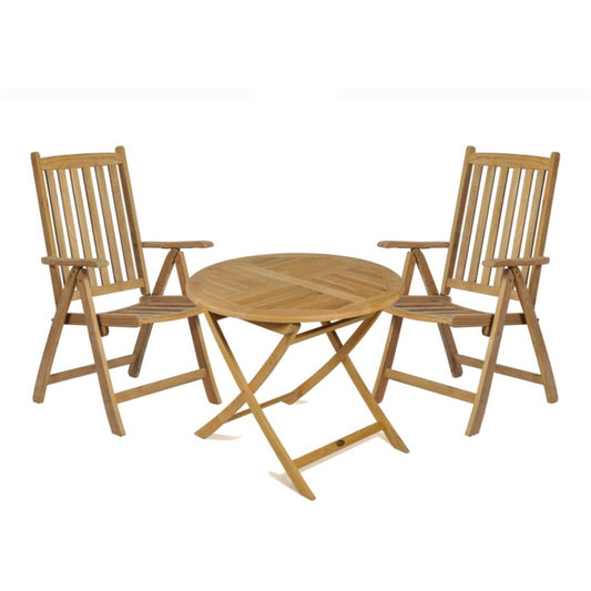 3tlg. Teak Tischgruppe Gartenmöbel Gartentisch Stuhl Garten Hochlehner Tisch