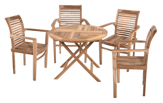 5tlg. Teak Tischgruppe Gartenmöbel Gartentisch Garten Armsessel Sessel Tisch