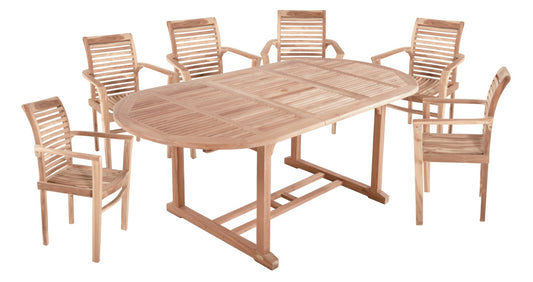 7tlg. Teak Tischgruppe Gartenmöbel Gartentisch Garten Armsessel Sessel Tisch