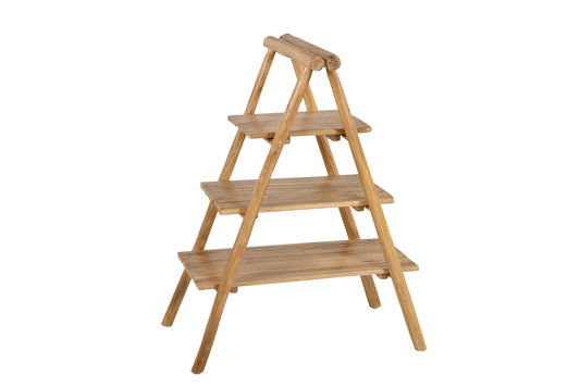 Regal FLORIS Teak Braun Holz Stufenregal Standregal Holzregal Raumtrenner massiv