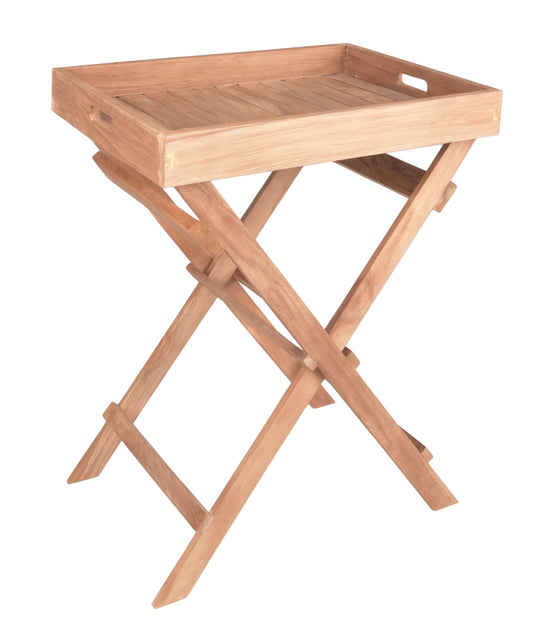 Tablettständer BACAN Teak Tablett Beistelltisch Tisch Holz massiv Tisch klappbar