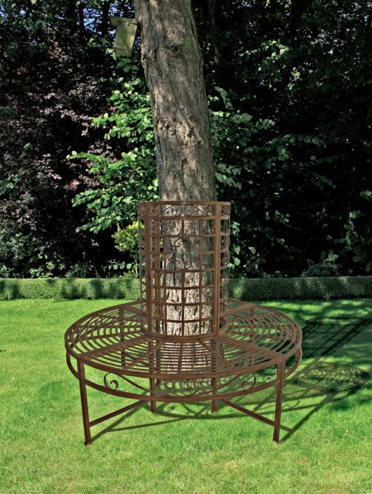 Garden Pleasure Metall Baumbank Gartenbank Sitzbank Parkbank rund Rost Optik