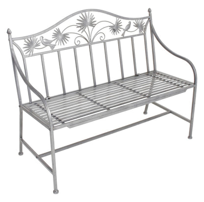 Garden Pleasure Eisen Gartenbank Sitzbank Parkbank Garten Terrasse Bank silber