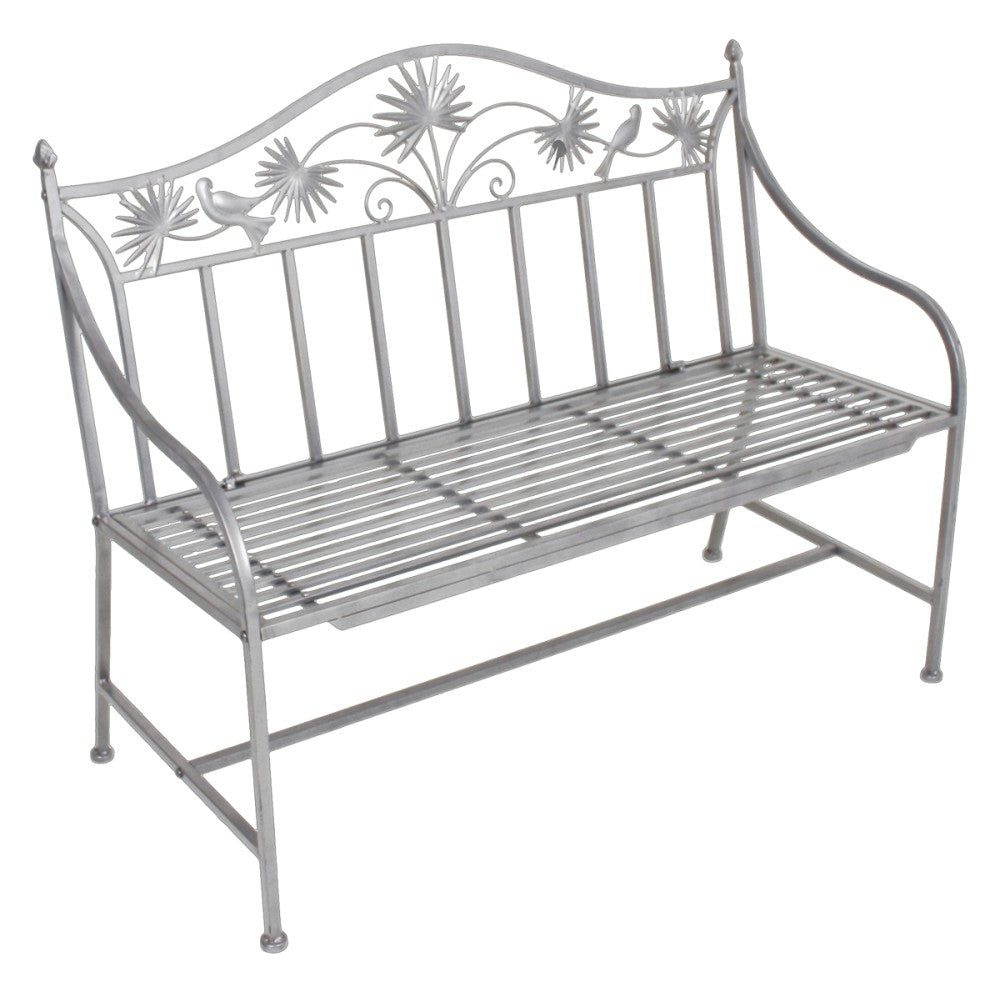 Garden Pleasure Eisen Gartenbank Sitzbank Parkbank Garten Terrasse Bank silber
