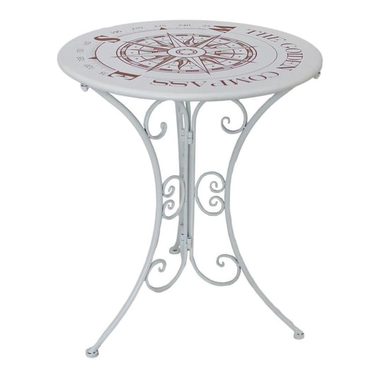 Landhaus Balkon Tisch rund 60cm Bistrotisch Shabby Look Garten Terrasse Metall
