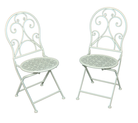 2er Set Metall Klappstuhl Balkon Stuhl Stühle Garten Balkon Vintage Landhaus