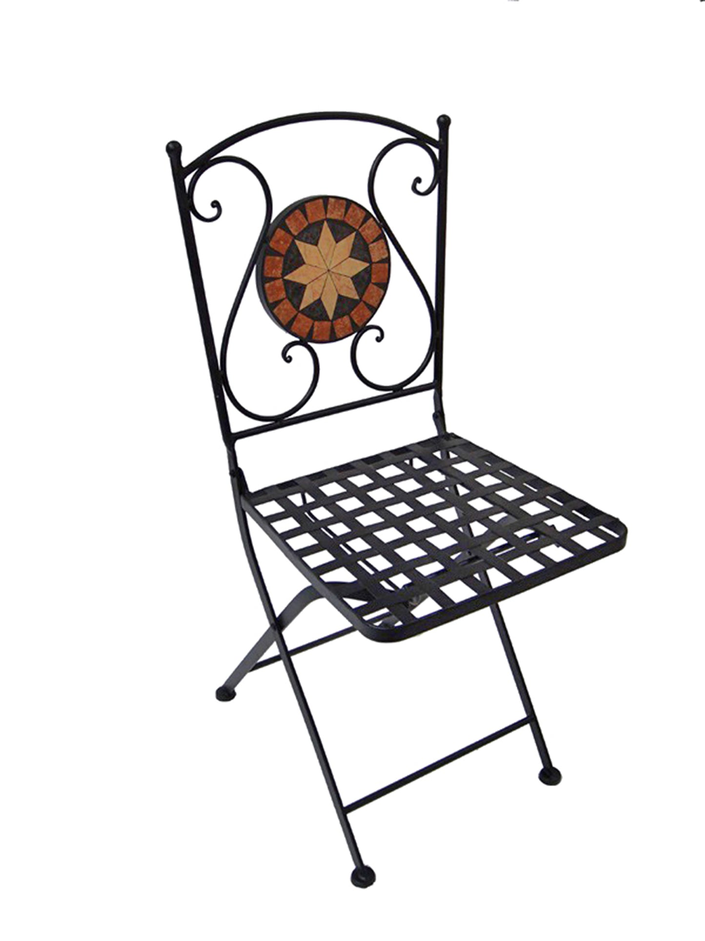 3tlg. Balkon Set Mosaik Garten Terrasse Metall Stuhl Tisch Beistelltisch Stühle