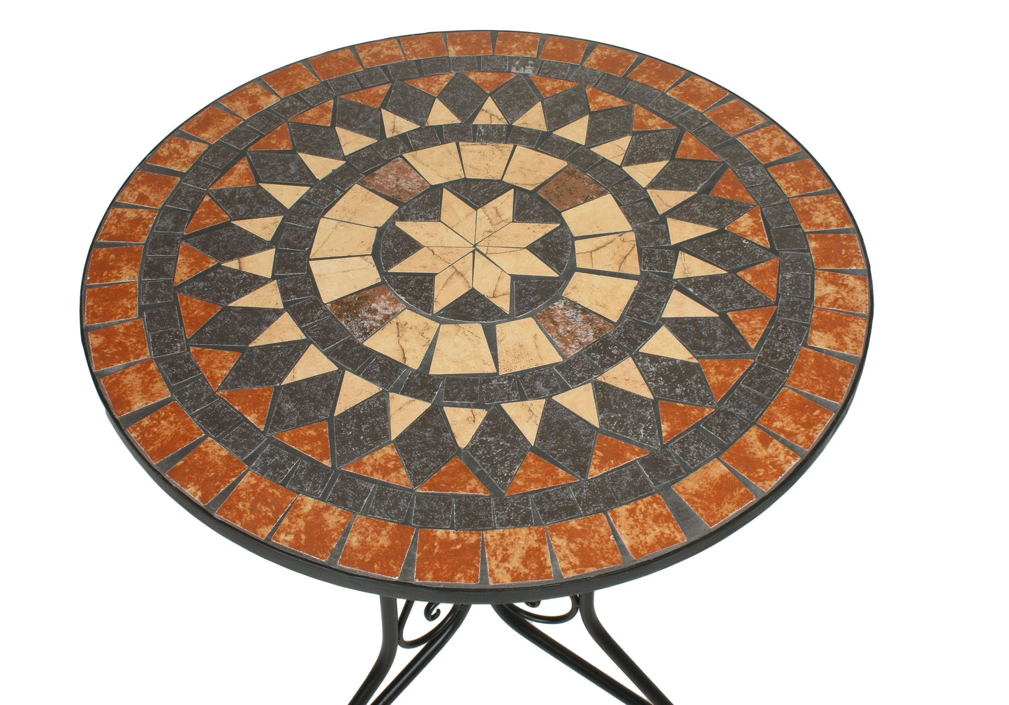 3tlg. Balkon Set Mosaik Garten Terrasse Metall Stuhl Tisch Beistelltisch Stühle