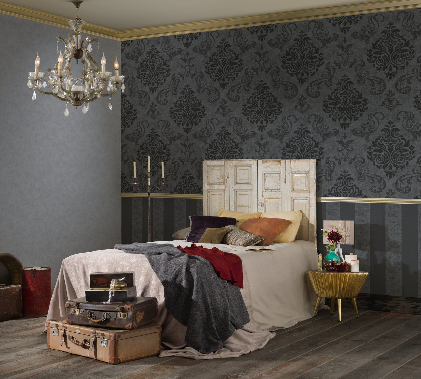 A.S. Création Barocktapete Barock Schwarz 953723 Tapete Memory 3 Wandtapete