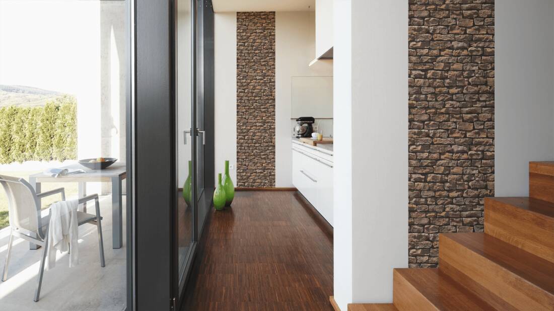 A.S. Création selbstklebende Steintapete Braun Papiertapete 955741 Wandtapete