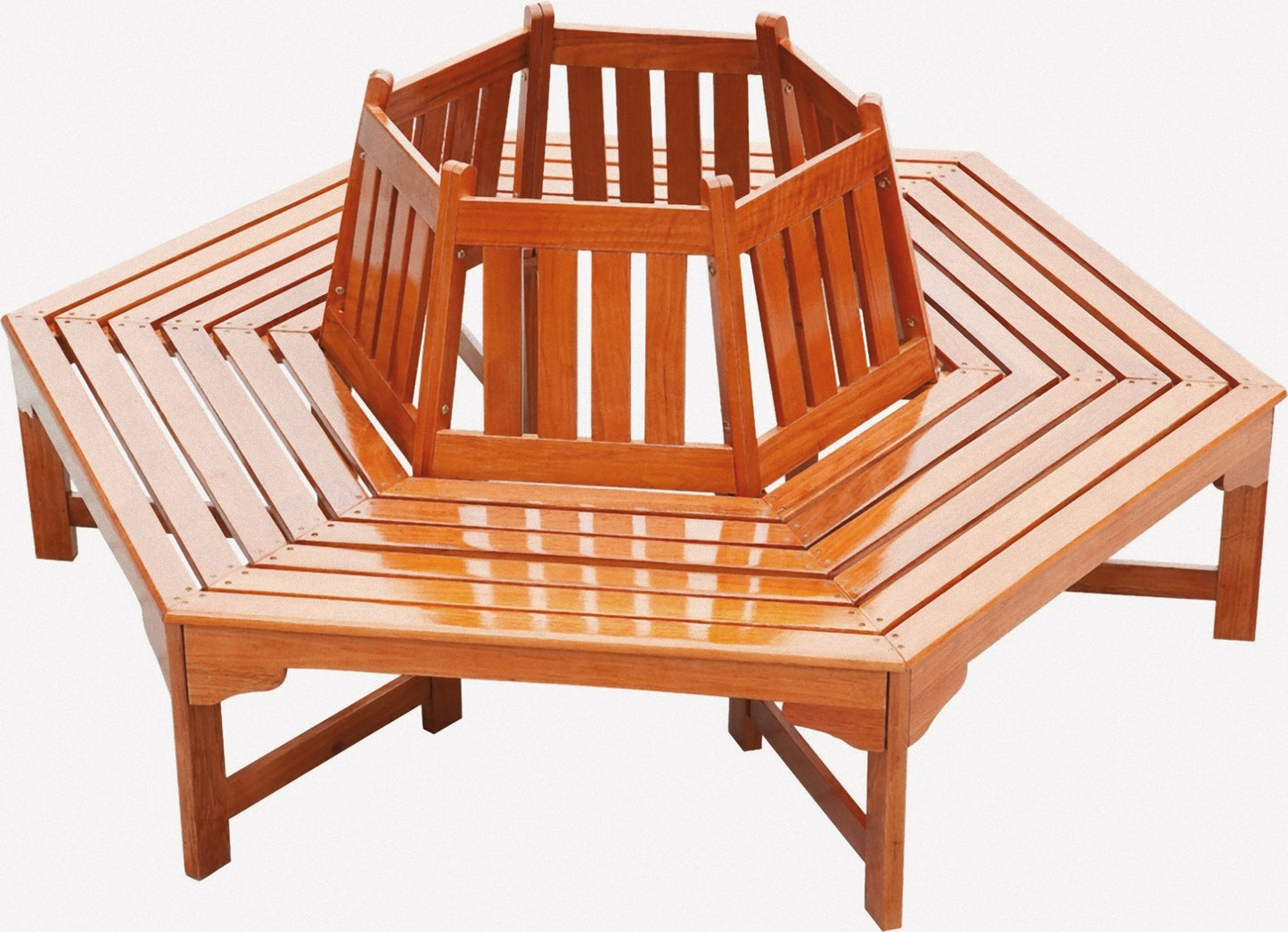 Baumbank ONTARIO 6eckig Braun Holz Bank Parkbank Baum Sitzbank rund Outdoor