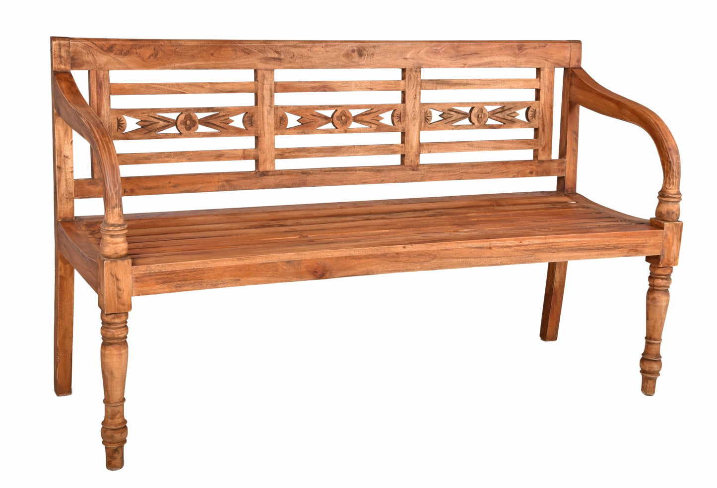 Bank MOYO 3-Sitzer Mahagoni natur-antik Gartenbank Garten Sitzbank Parkbank Holz