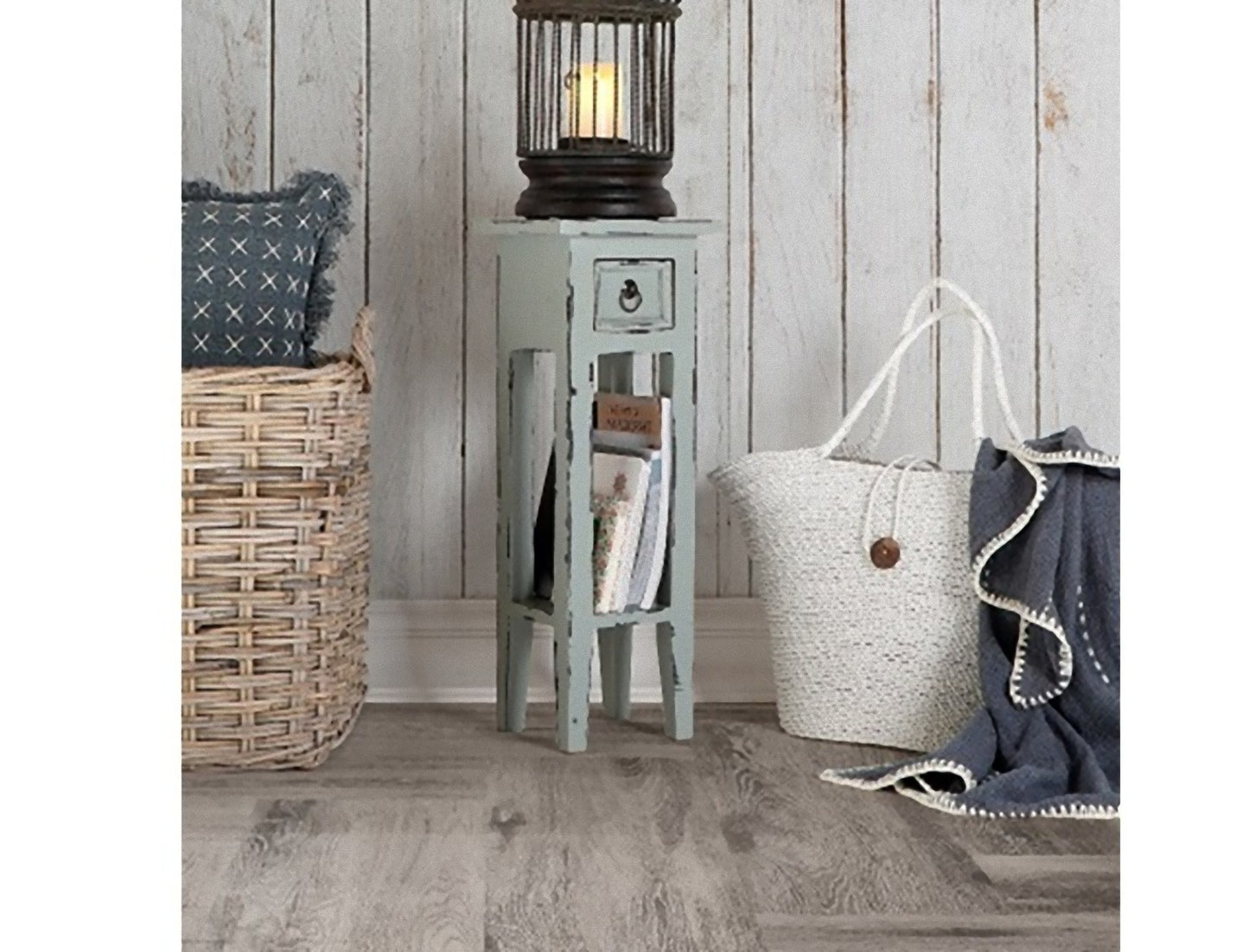 Beistelltisch PADEA Mahagoni grey-wash Innen Couchtisch Wohnzimmer Tisch Möbel