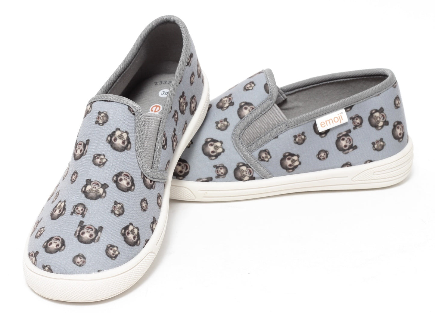 Jungen Slipper Unisex Sneaker Sommer Kinder Canvas Freizeit Schuhe Emoji grau