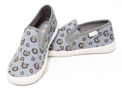 Jungen Slipper Unisex Sneaker Sommer Kinder Canvas Freizeit Schuhe Emoji grau
