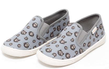 Jungen Slipper Unisex Sneaker Sommer Kinder Canvas Freizeit Schuhe Emoji grau