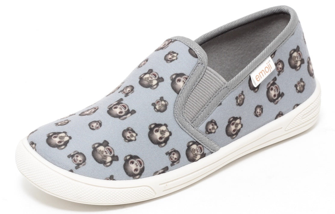 Jungen Slipper Unisex Sneaker Sommer Kinder Canvas Freizeit Schuhe Emoji grau