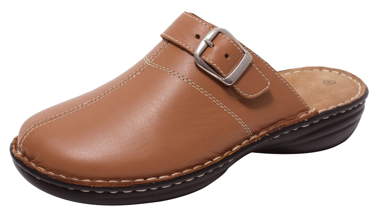 Damen Clogs Lederclogs Pantoletten Komfortschuhe Echtleder Gr. 36-41 hellbraun
