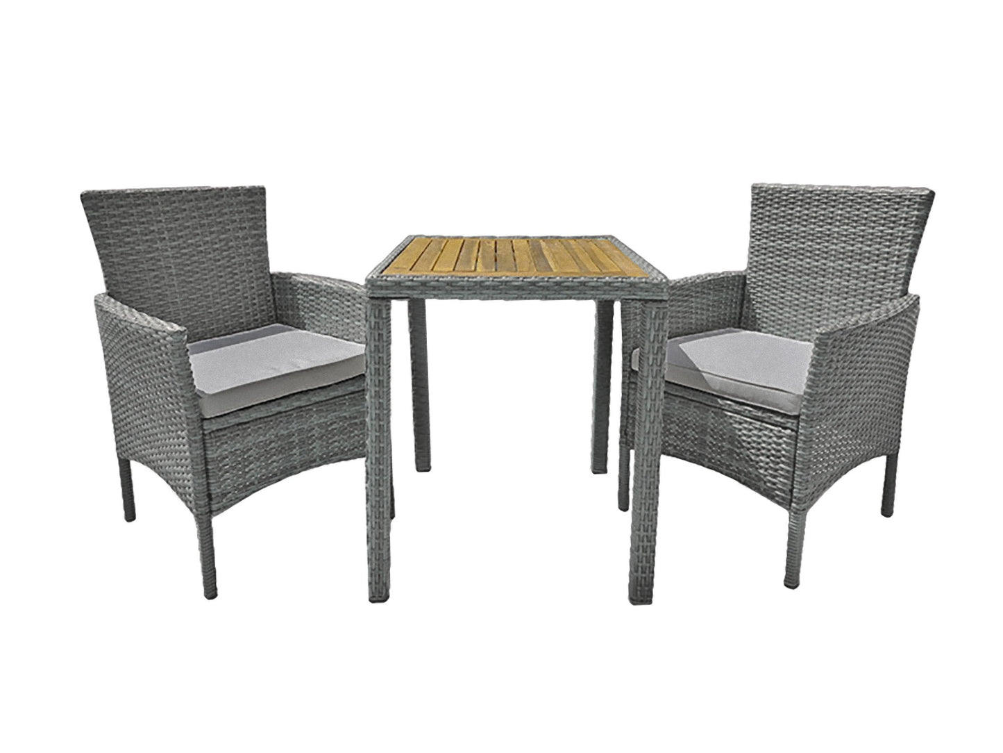 Balkonset DAKOTA 3-teilig grau Polyrattan Garten Sitzgruppe Outdoor Braun Set