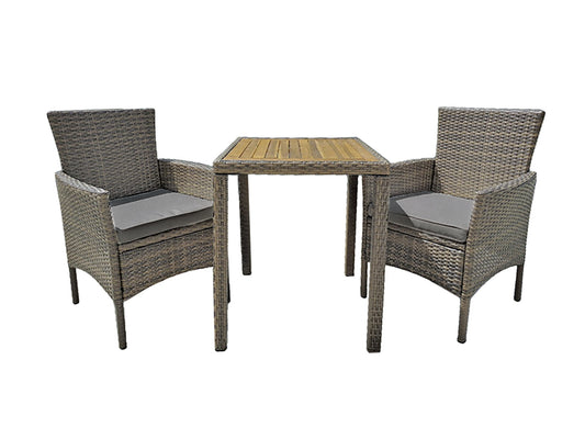 Balkonset DAKOTA 3-teilig braun Polyrattan Garten Sitzgruppe Outdoor Braun Set