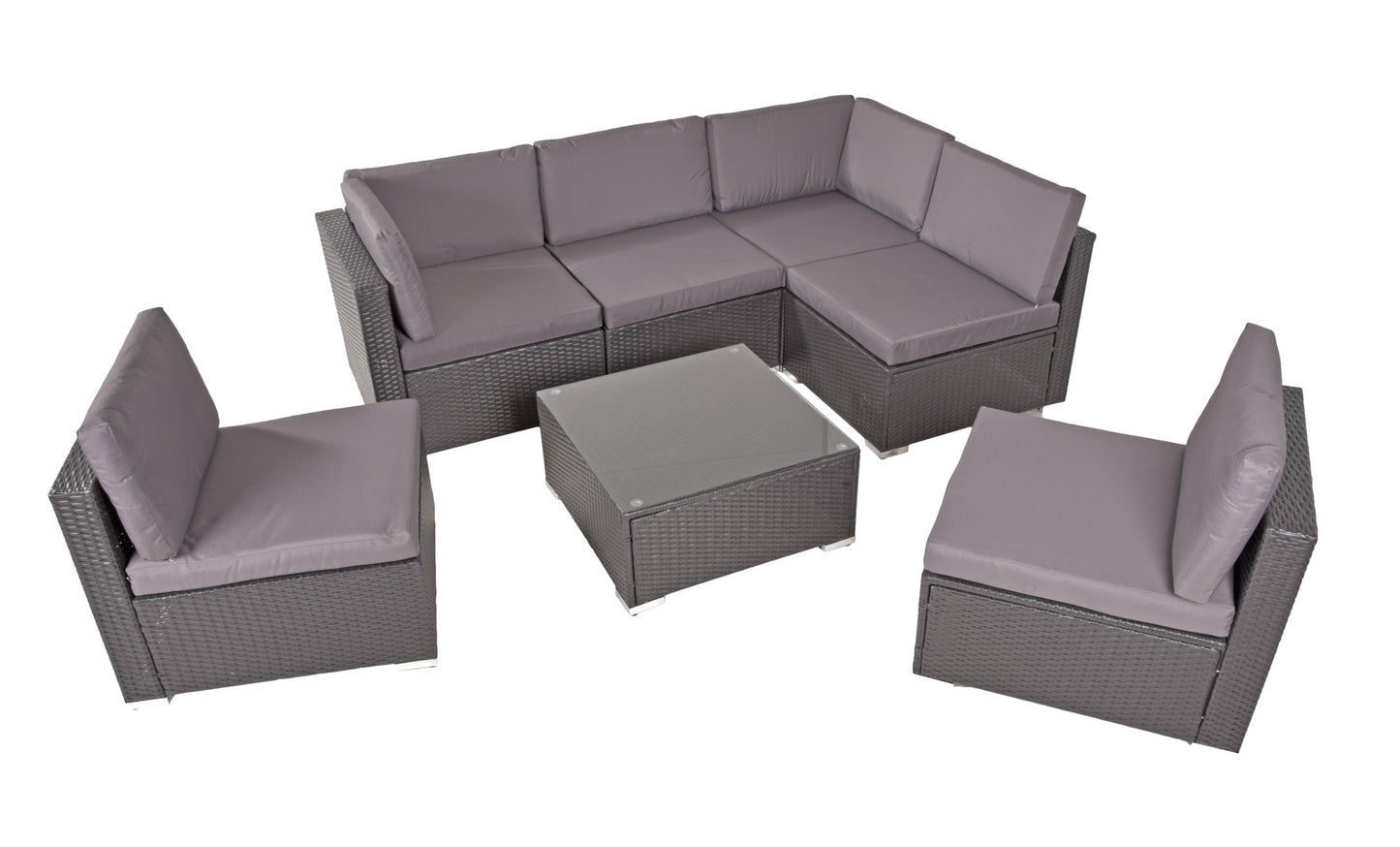 Sitzgruppe SANSIBAR 7tlg. Polyrattan Set schwarz Sitzgarnitur Gartenset Garnitur