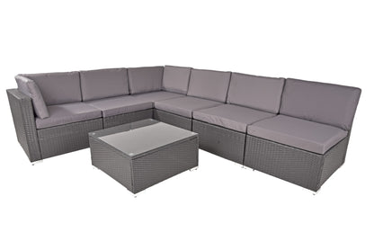 Sitzgruppe SANSIBAR 7tlg. Polyrattan Set schwarz Sitzgarnitur Gartenset Garnitur