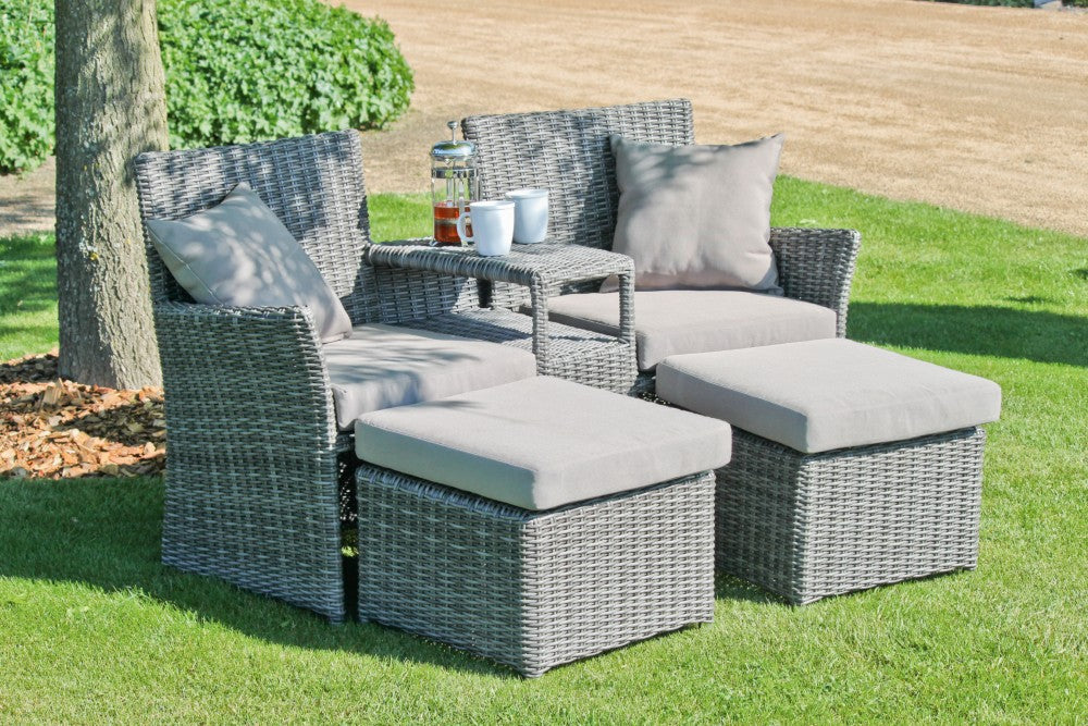 Garten Doppelsessel Set Terrasse Sessel Lounge Sitzgruppe Rattan Optik Stuhl