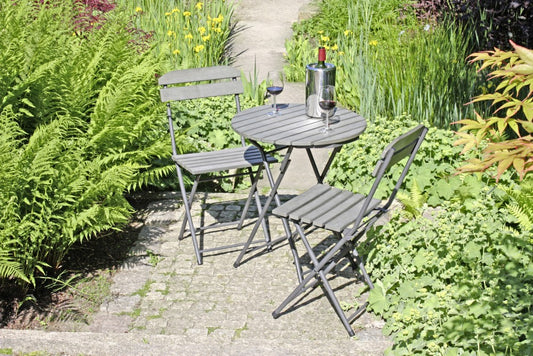 3tlg. Balkon Set Garten Terrasse Tisch Stuhl Klapptisch Klappstuhl Stühle Holz