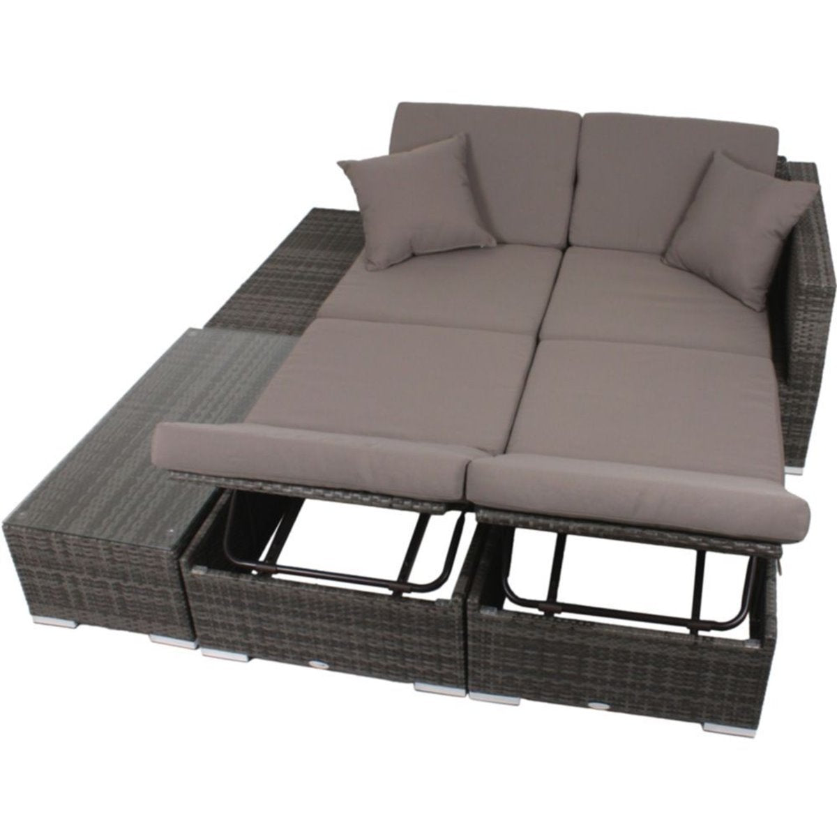 Garten Lounge Sitzgruppe Relax Sofa + Tisch + Sessel Terrasse Möbel Rattan Optik