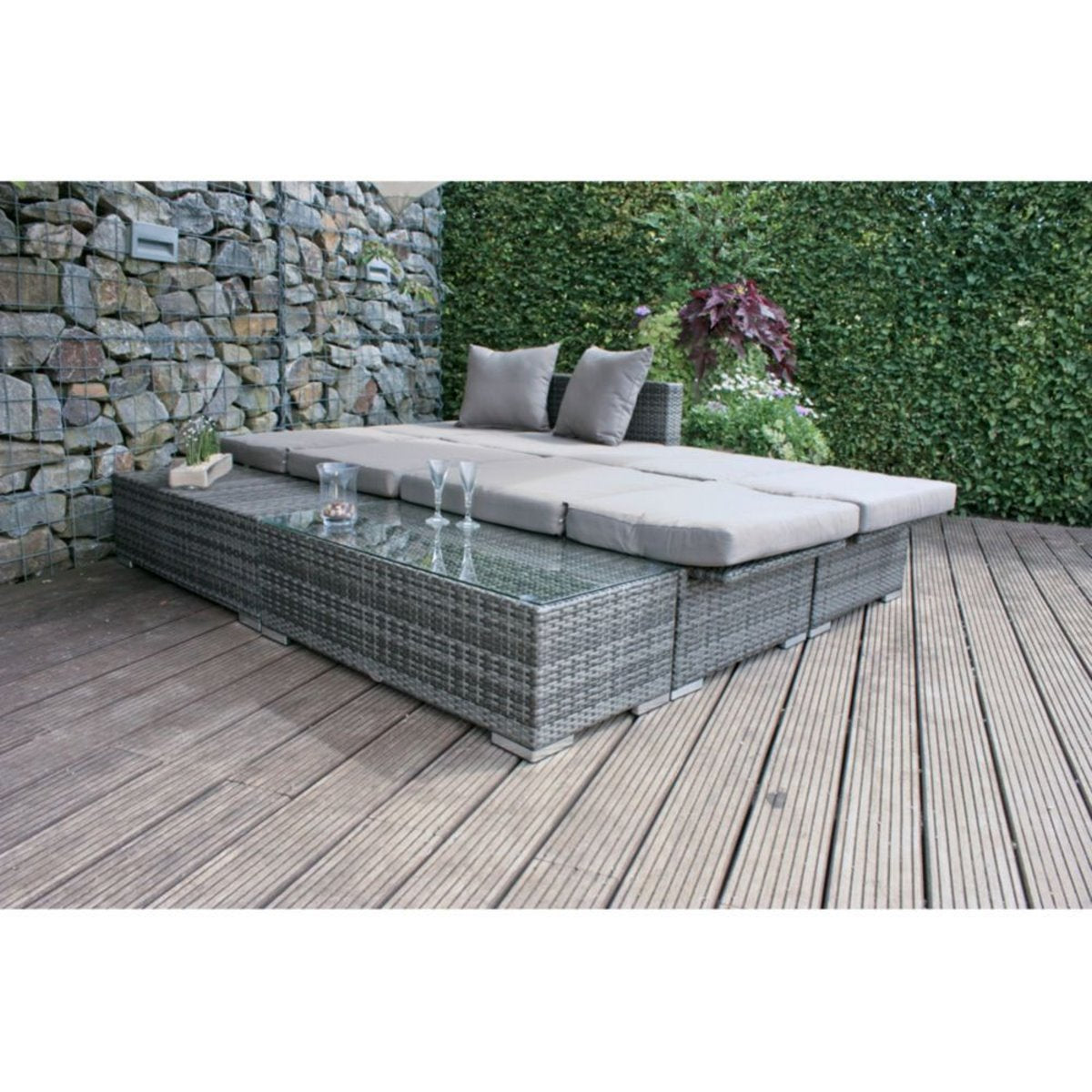 Garten Lounge Sitzgruppe Relax Sofa + Tisch + Sessel Terrasse Möbel Rattan Optik
