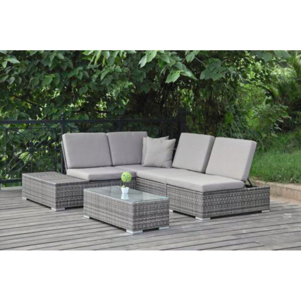 Garten Lounge Sitzgruppe Relax Sofa + Tisch + Sessel Terrasse Möbel Rattan Optik