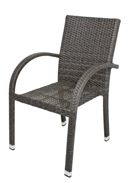 2x Stapelstuhl MODESTO Gastro Polyrattan Gartenstuhl Terrassen Stuhl Garten GRAU