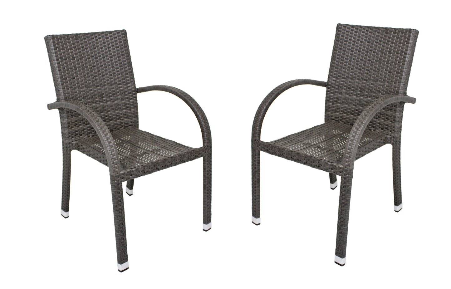 2x Stapelstuhl MODESTO Gastro Polyrattan Gartenstuhl Terrassen Stuhl Garten GRAU