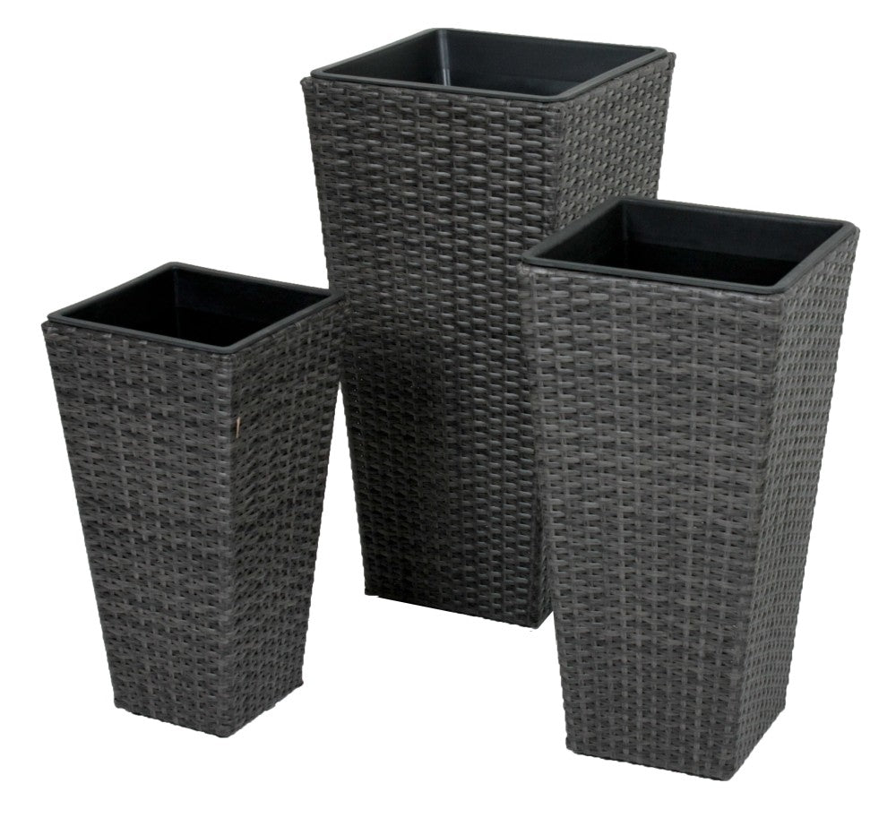 3er Set Rattan Pflanzschale Blumentopf Pflanzschale Übertopf Kübel Blumenkübel