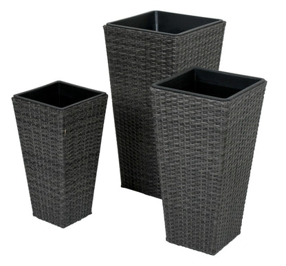 3er Set Rattan Pflanzschale Blumentopf Pflanzschale Übertopf Kübel Blumenkübel